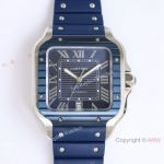 GF Factory Blue PVD Santos de Cartier Large Model Replica Watch Blue Rubber Strap